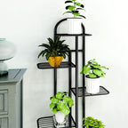 5 Tier Black Metal Plant Flowerpot Display Rack