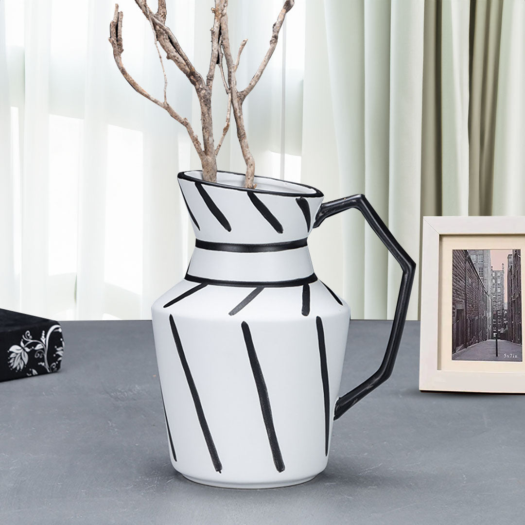 23.5x19.5cm Ornament Modern Ceramic Decorative Pitcher Striped Vase