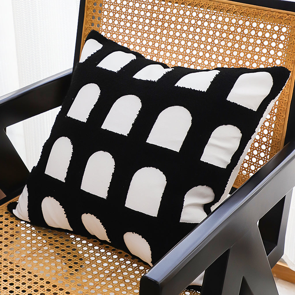 SOGA 2X 45cm Contemporary Black White Arch Pattern Throw Pillow