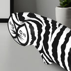 SOGA 47cm Elongated Black and White Striped Cat Resin Sculpture for Modern Home Décor