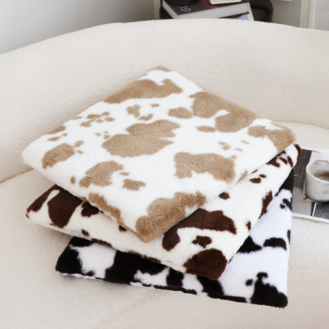 SOGA Brown Cow Print Square Cushion Soft Leaning Plush Backrest Throw Seat Pillow