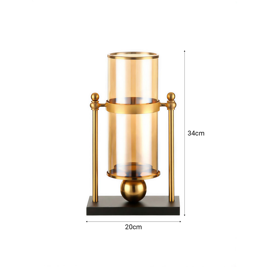 34cm Transparent Glass Vase with Candle
