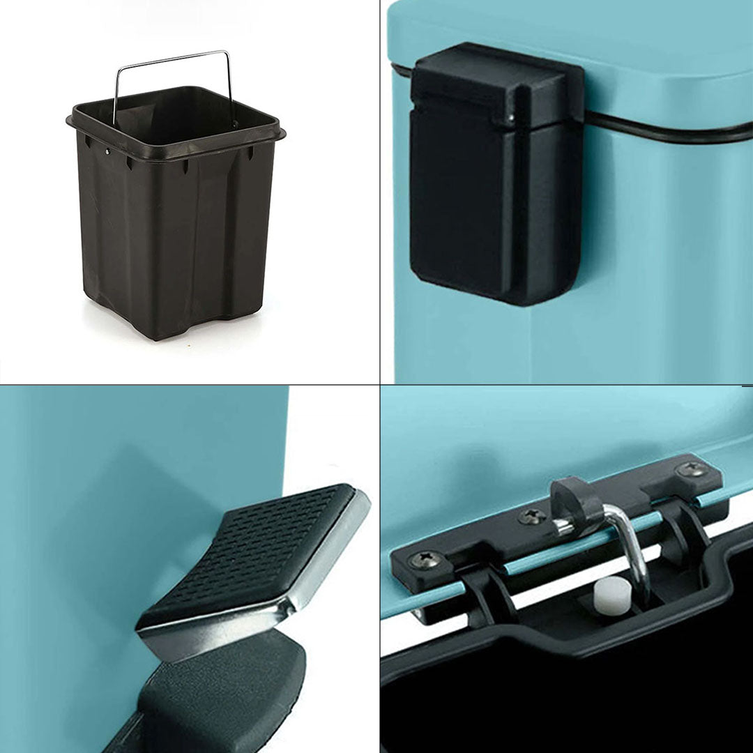 Foot Pedal Stainless Steel Trash Bin Square 6L Blue