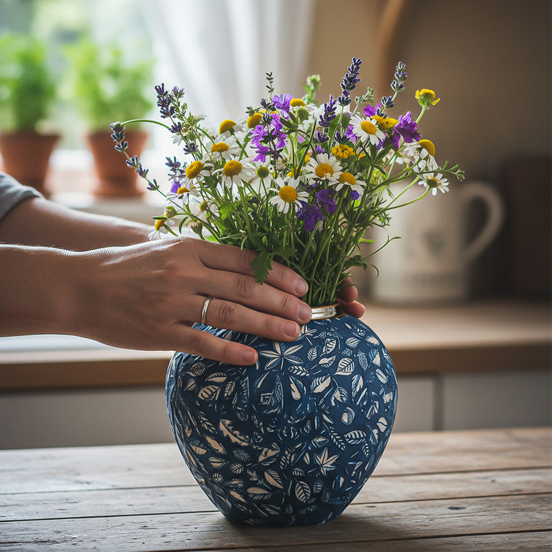 21x22cm Blue Small Ceramic Flower Vase Elegant Living Room Home Decor