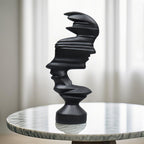SOGA 44cm Black Dual-Face Resin Sculpture Modern Abstract Art Accent for Home Décor