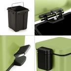 Foot Pedal Stainless Steel Trash Bin Square 6L Green
