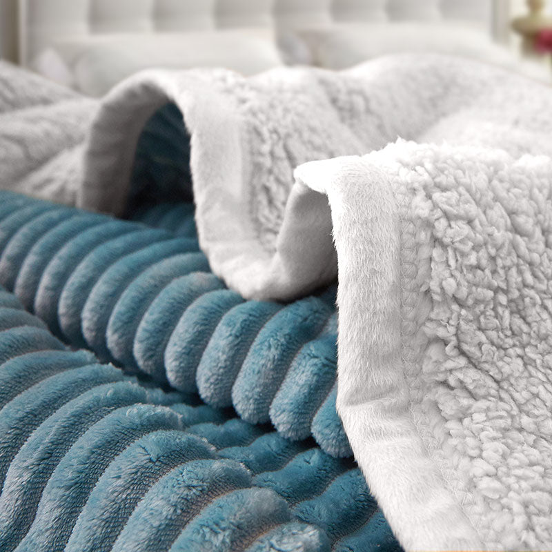 Blue Throw Blanket Warm Cozy Double Sided