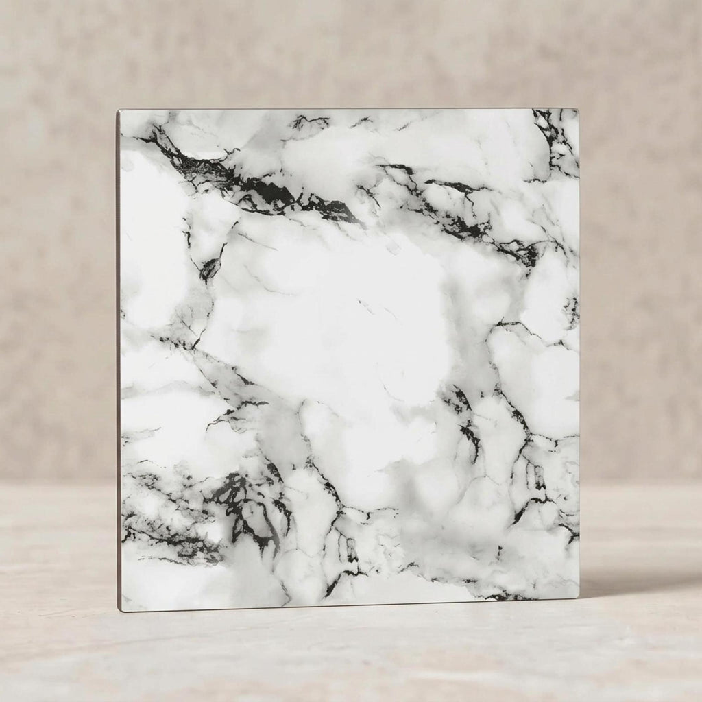 SOGA Peel & Stick Floor and Wall Tiles 30 x 30cm 10 Pack Black White Faux Marble