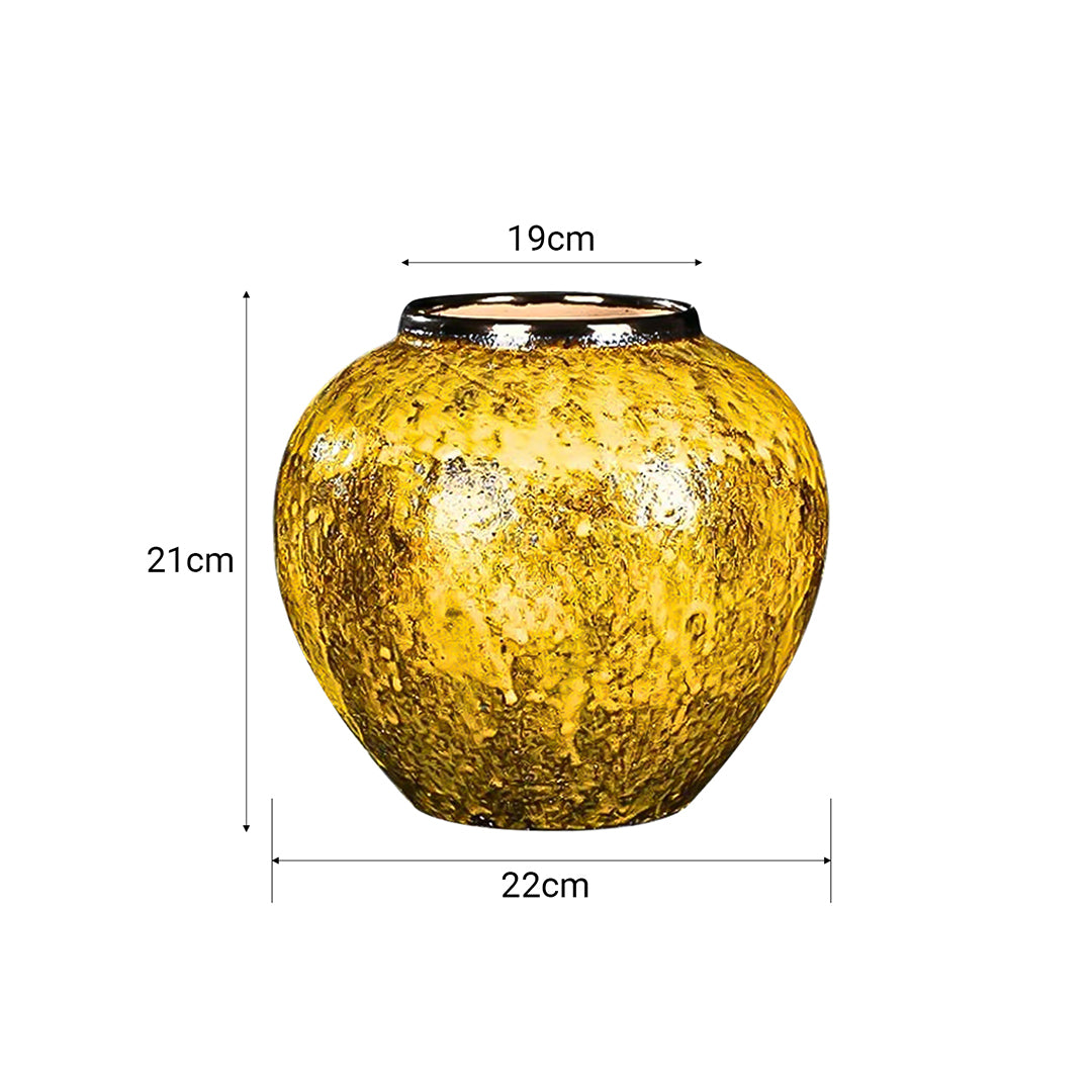 SOGA 21x22cm Yellow Small Ceramic Flower Vase Elegant Living Room Home Decor