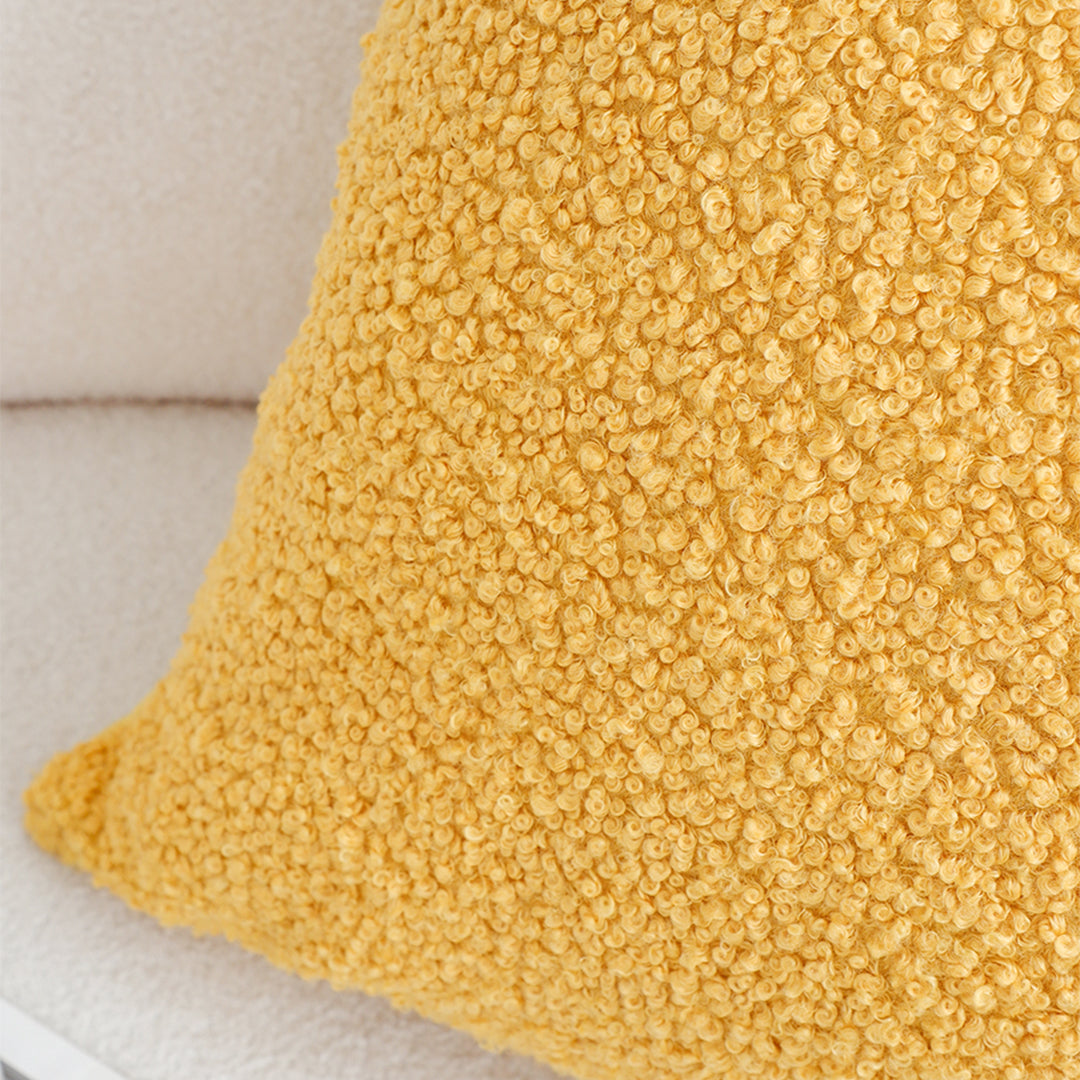 SOGA Boucle Textured Cushion 50cm Mustard Yellow Soft Cozy Decorative Throw Pillow