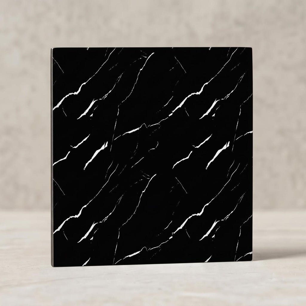 SOGA Peel & Stick Floor and Wall Tiles 60 x 60cm 10 Pack Black Faux Marble