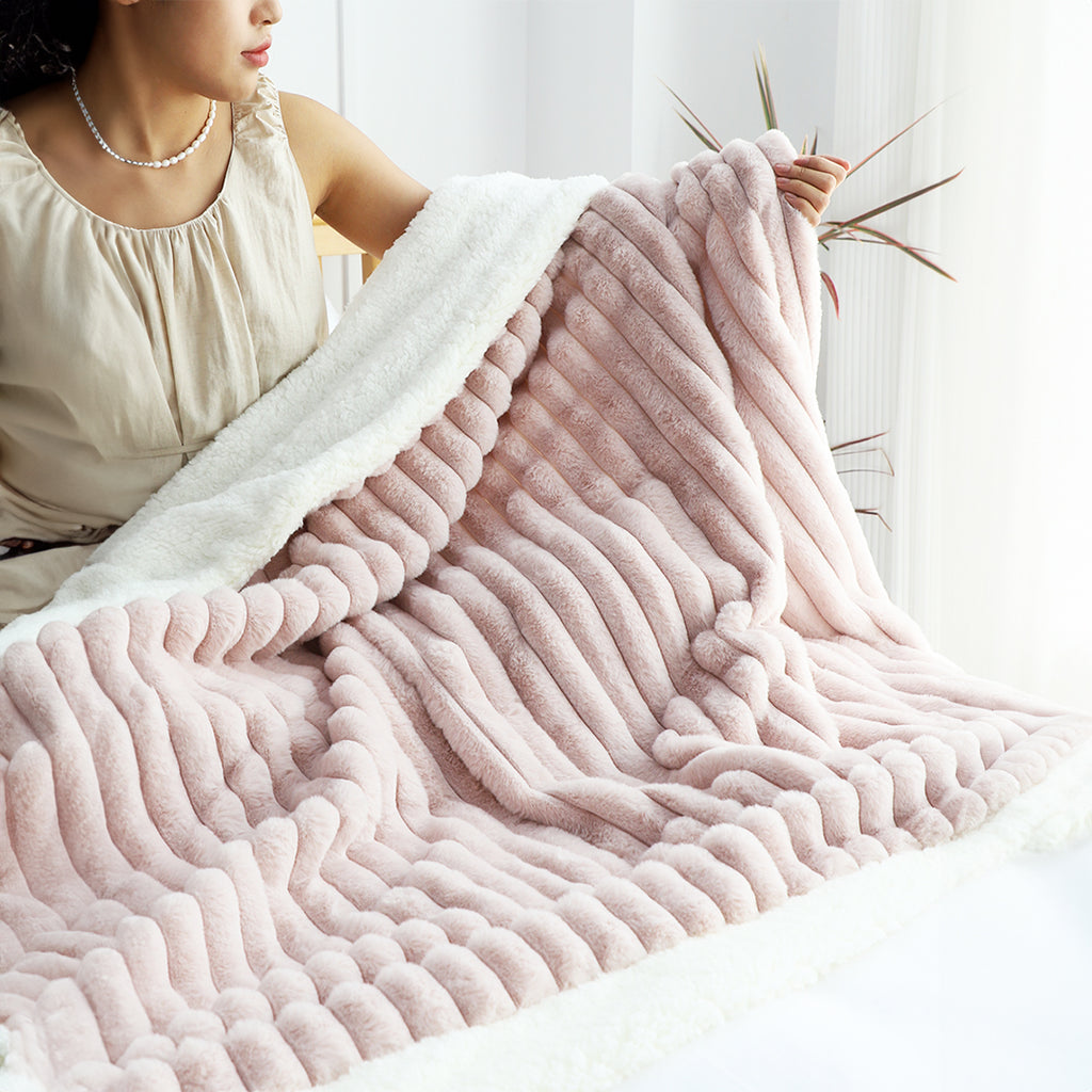 SOGA 150x200cm Throw Blanket Bean Paste Pink Premium Milk Velvet