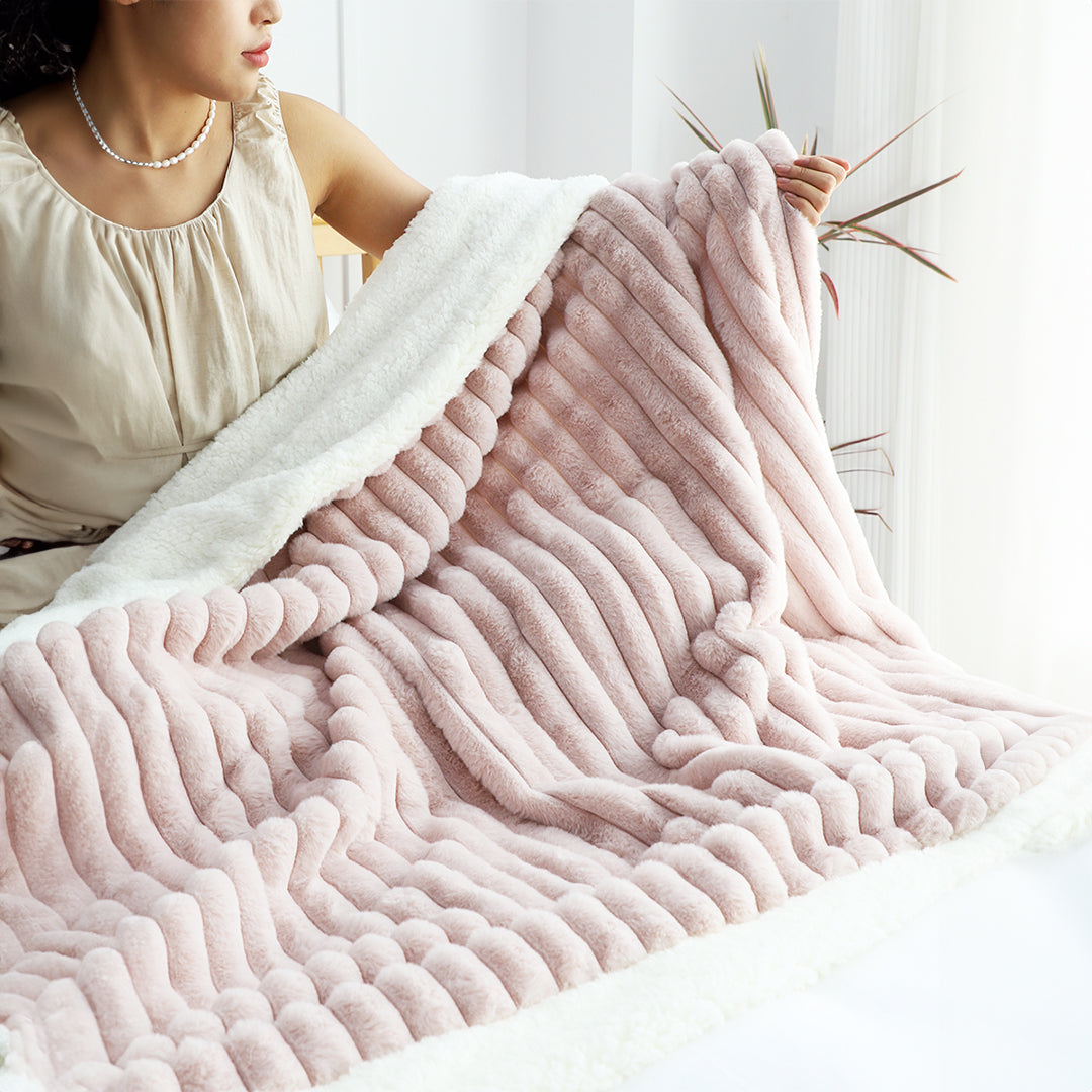 SOGA 150x200cm Throw Blanket Bean Paste Pink Premium Milk Velvet