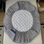 153cm Grey Wide Cross-Hatch Mattress Cover
