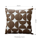 SOGA 45cm Brown Leather Square Pillow Half Moon Patchwork Design