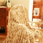 SOGA 150x200cm Throw Blanket Camel Brown Double Layer Rabbit Fur Cozy