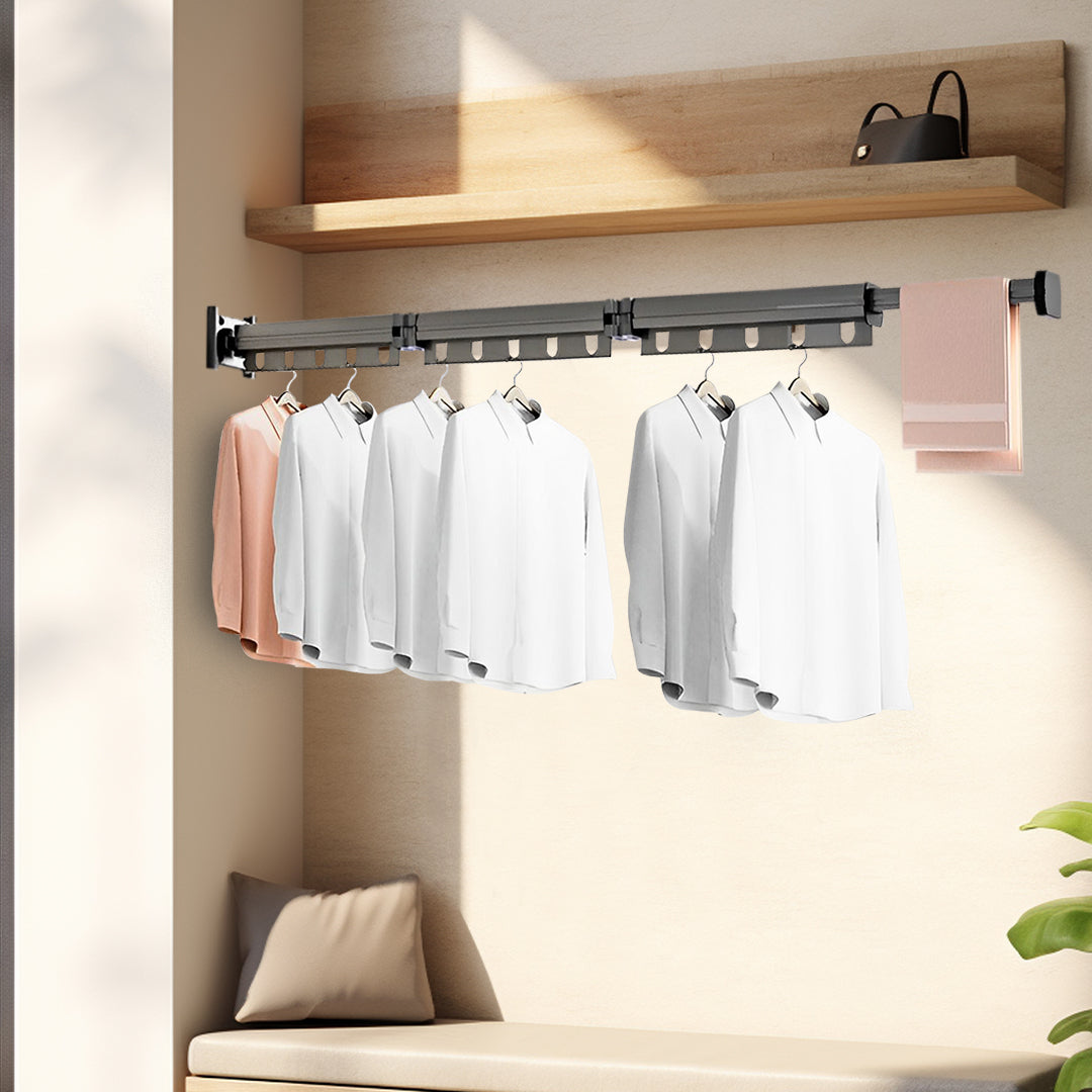 127.5cm Wall-Mounted Clothing Dry Rack Retractable Hanger