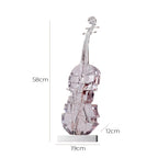 SOGA 58cm Transparent Crystal Violin Fiberglass Sculpture with Artificial Marble Base for Modern Home Décor