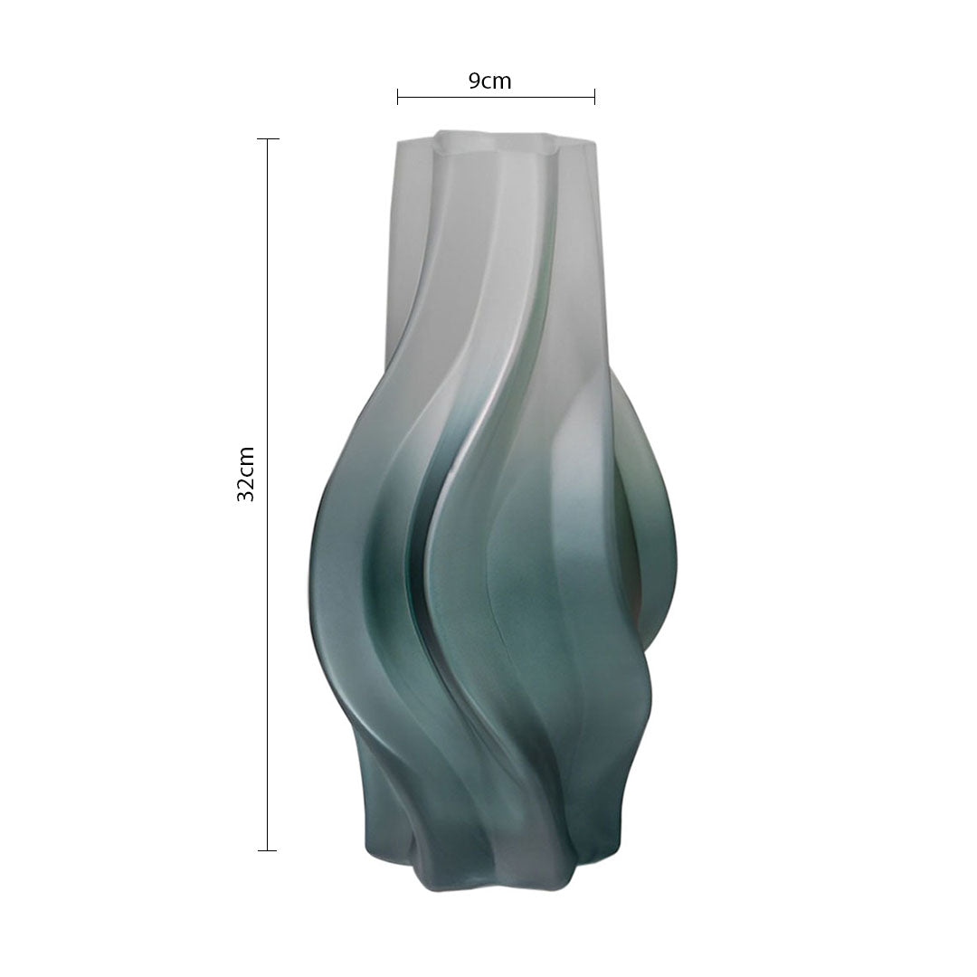 32cm Glass Vase Blue with Beautiful glass Bubble Texture Art Vases