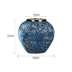 SOGA 21x22cm Blue with White Mini Floral Small Ceramic Flower Vase Elegant Living Room Home Decor