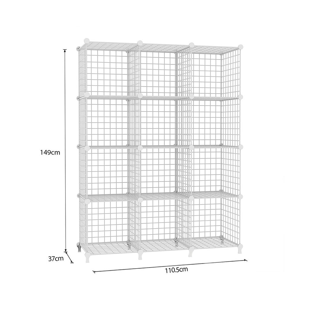 White Portable 12-Cube 3 Column Storage Organiser