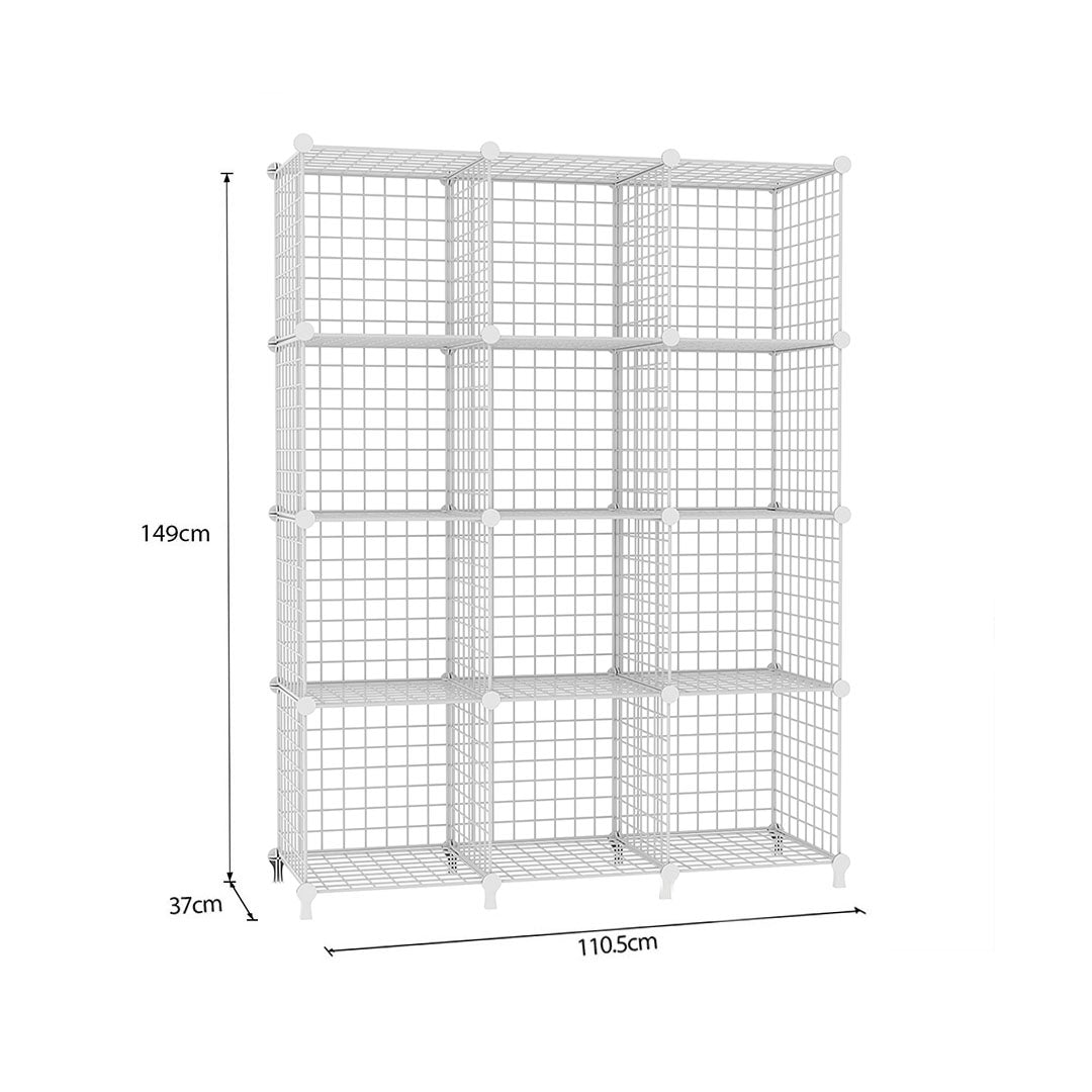 White Portable 12-Cube 3 Column Storage Organiser