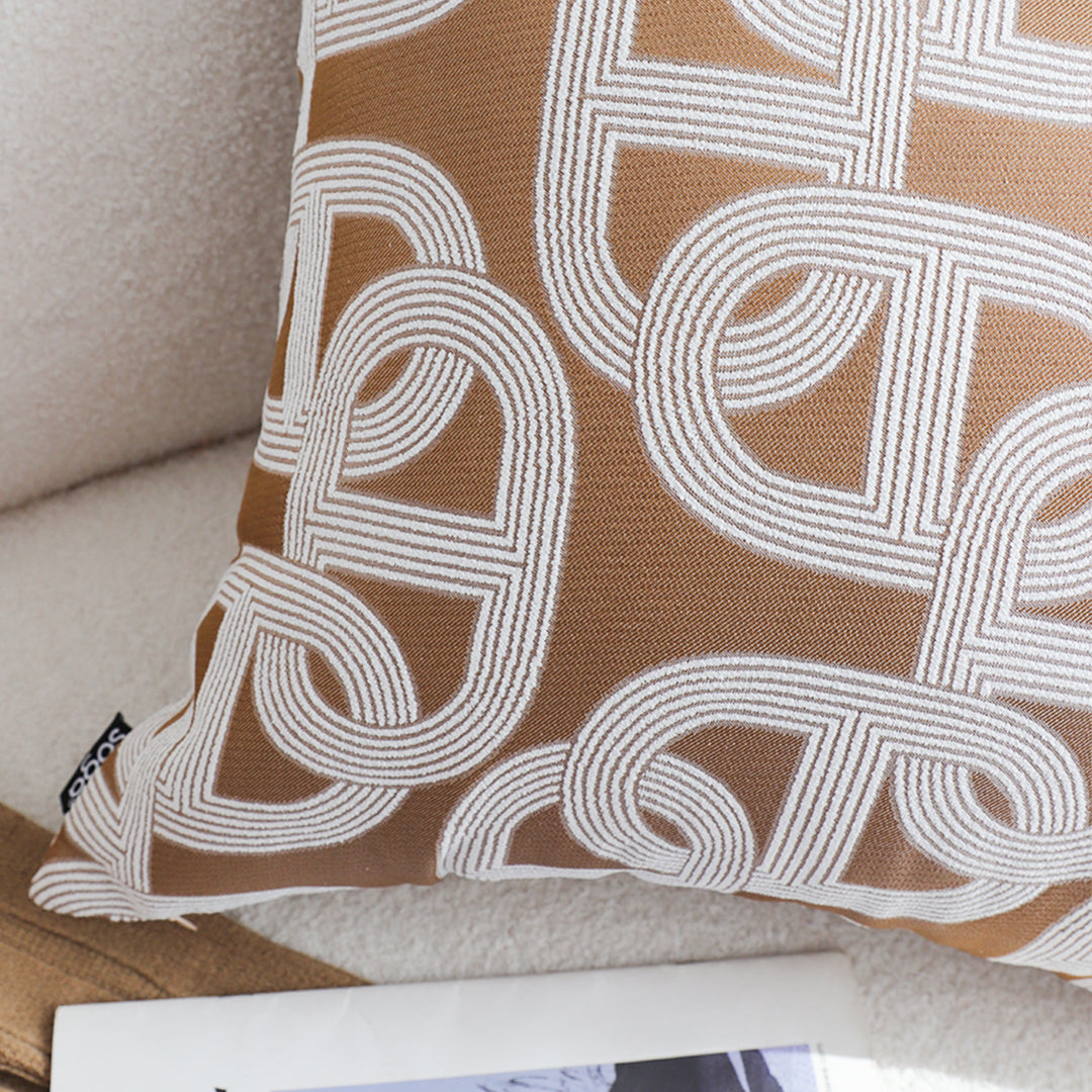 SOGA 50cm Artistic Camel Brown White Geometric Pattern Throw Pillow