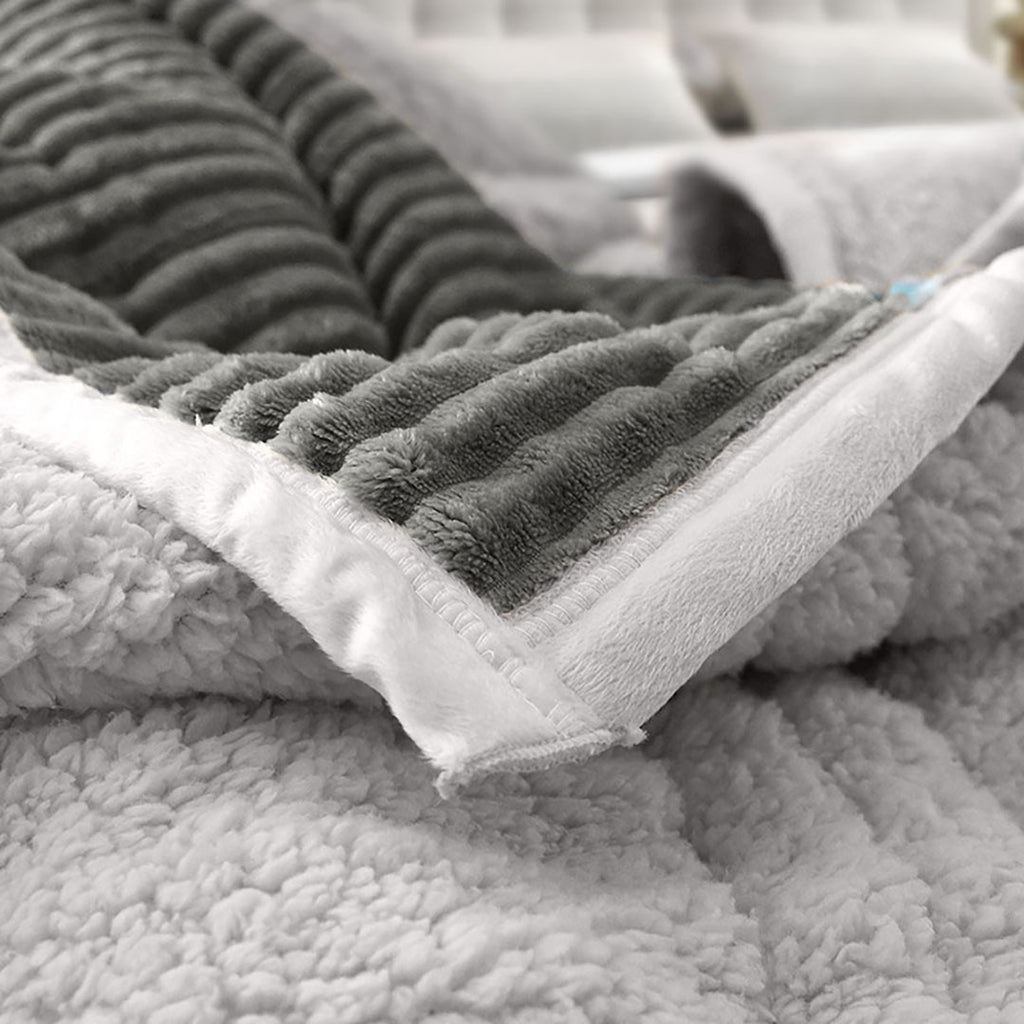 Grey Throw Blanket Warm Cozy Double Sided