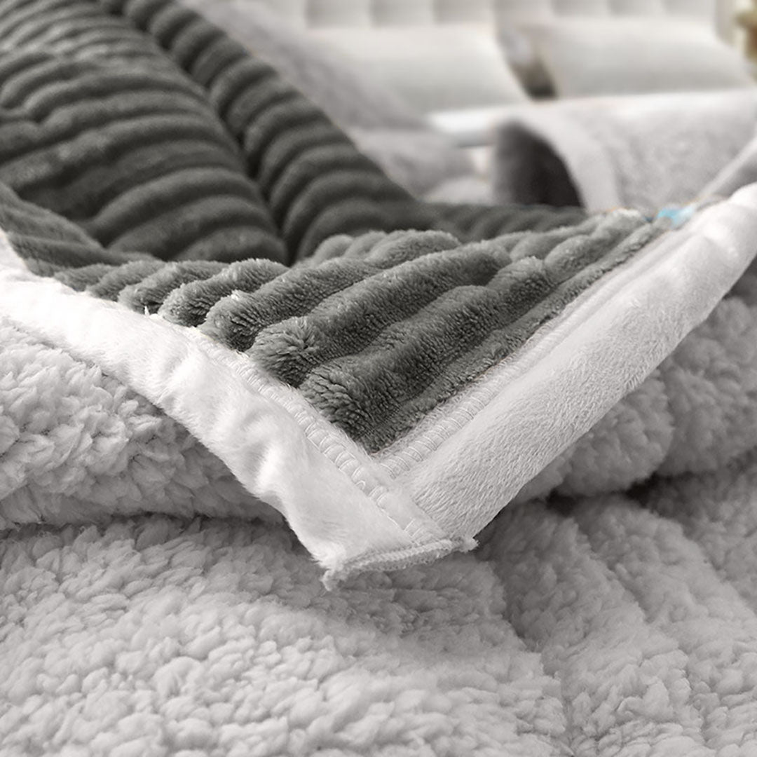 Grey Throw Blanket Warm Cozy Double Sided