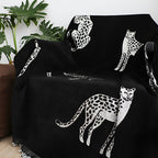 SOGA One-seater Black Sofa Cover Leopard Print 130x180cm Polyester