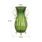 51cm Green Glass Floor Vase with 12pcs White Artificial Flower Set