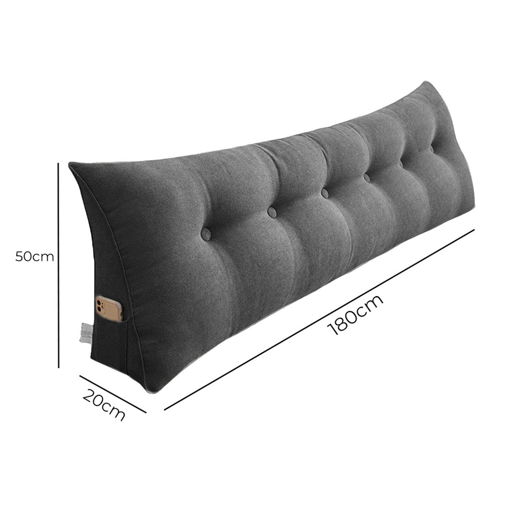 180cm Dark Grey Wedge Bed Cushion