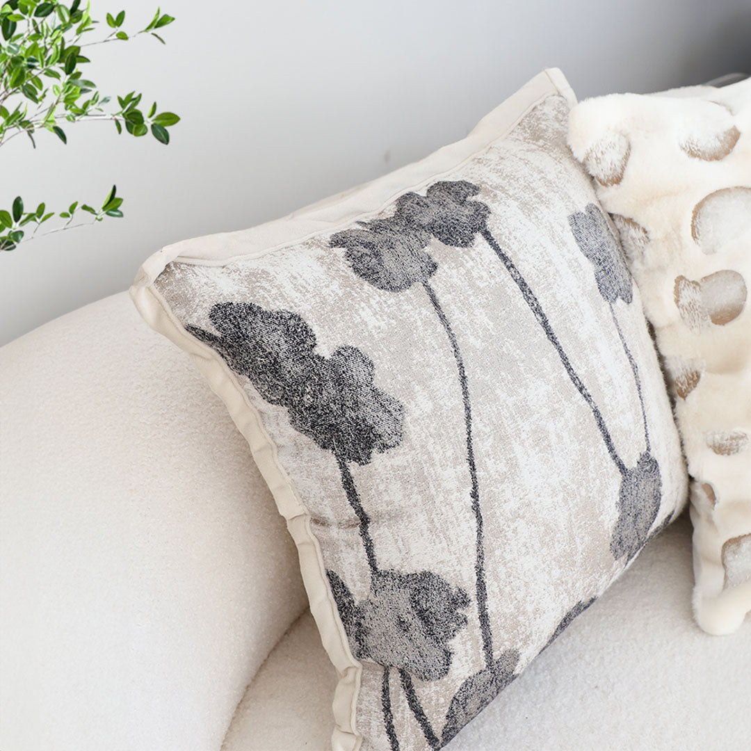 SOGA 45cm Modern Gray Floral Stem Pattern Contemporary Throw Pillow