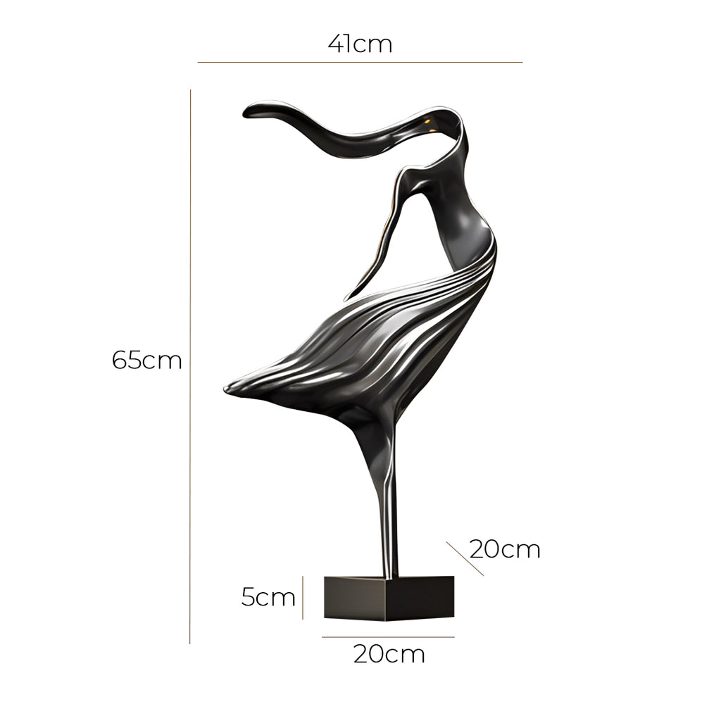 SOGA 65cm Black Modern Abstract Dancer Sculpture with Black Base for Home Décor