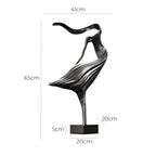 SOGA 65cm Black Modern Abstract Dancer Sculpture with Black Base for Home Décor