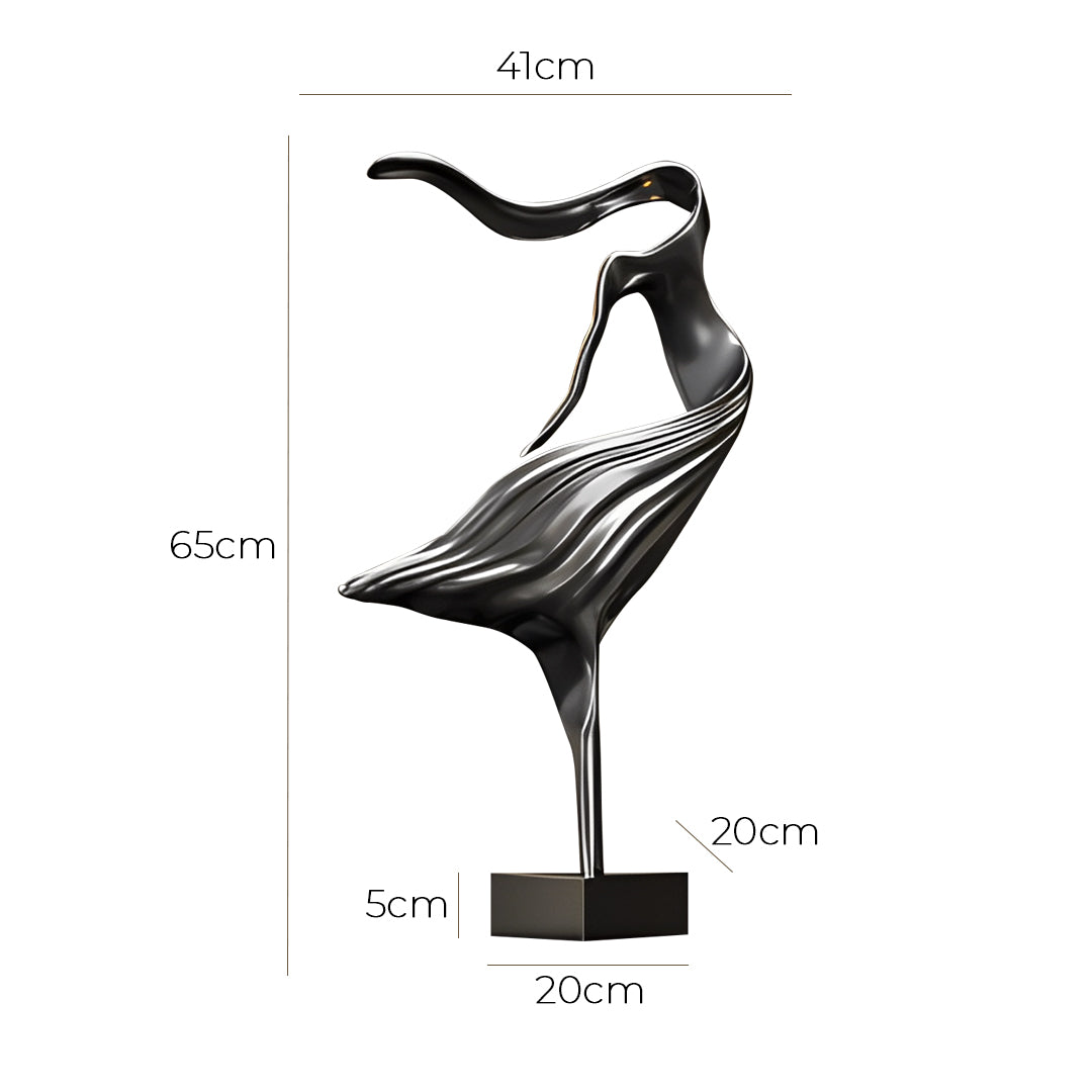 SOGA 65cm Black Modern Abstract Dancer Sculpture with Black Base for Home Décor