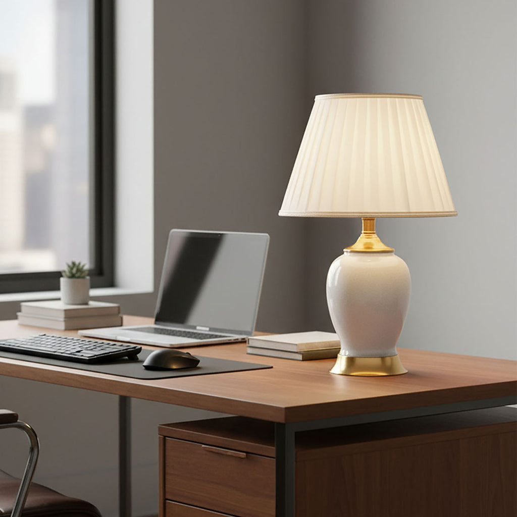 Ceramic Oval Table Lamp White