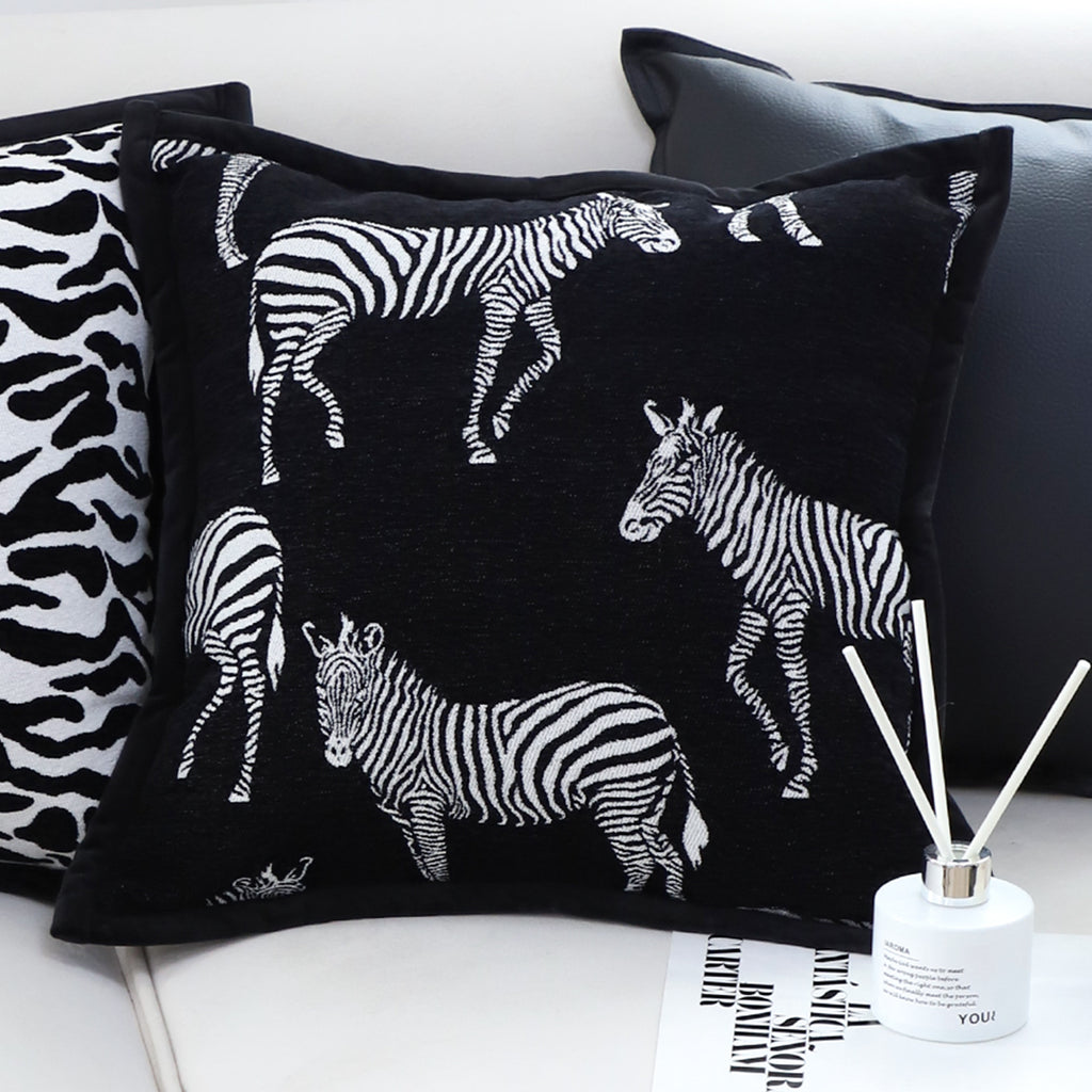 45cm Black Light Luxury Zebra Cushion