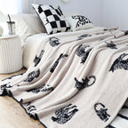 SOGA Black Cream Animal Print Throw Blanket 130x180cm Polyester
