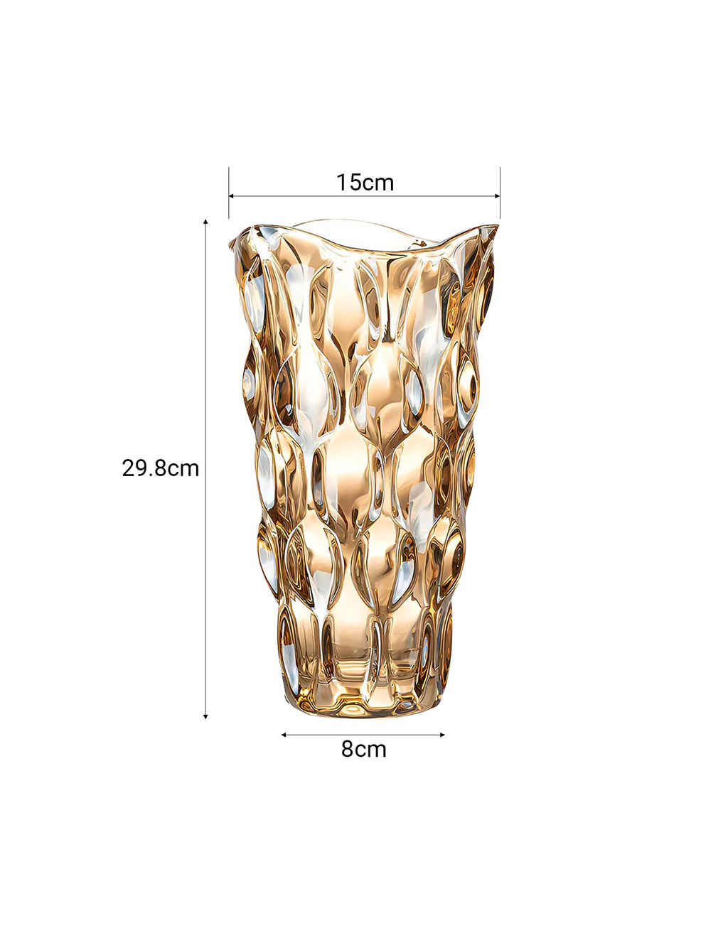 29.8cm Golden Amber Glass Crystal Vase