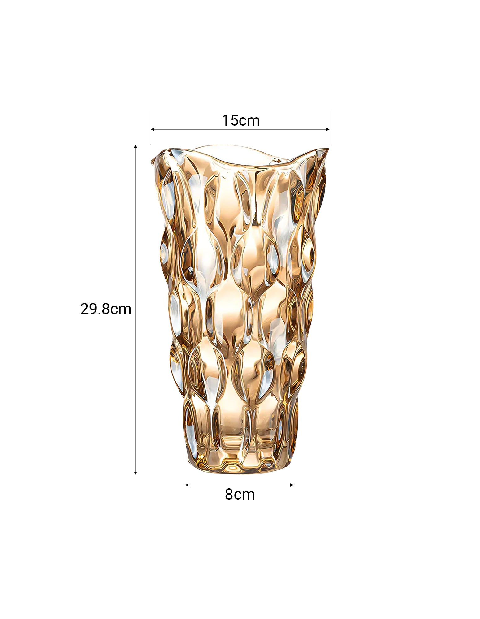 29.8cm Golden Amber Glass Crystal Vase