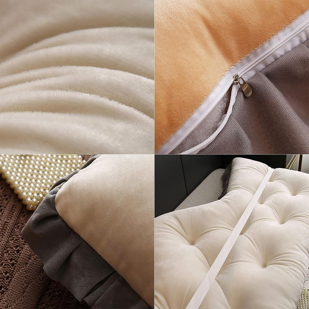 SOGA 2X 90cm Crown Pillow Tufted Cream Headboard Cushion for Bed