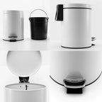Foot Pedal Stainless Steel Trash Bin Round 12L White