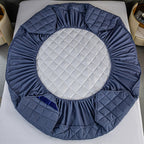 138cm Blue Wide Cross-Hatch Mattress Cover