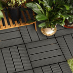 Grey DIY Wooden Composite Decking Tiles  Set of 11