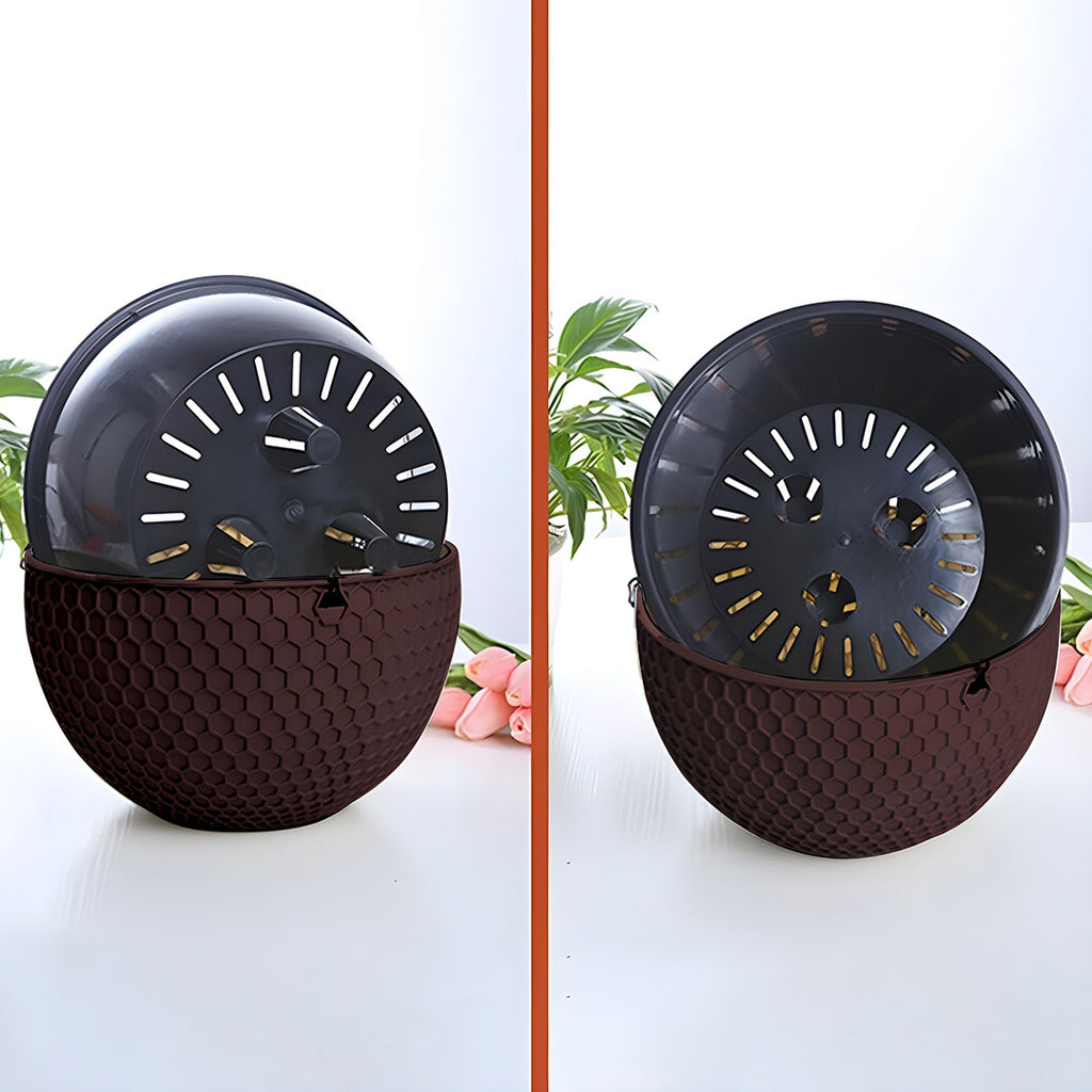 SOGA 2X Coffee Large Self-Watering Hanging Resin Planters