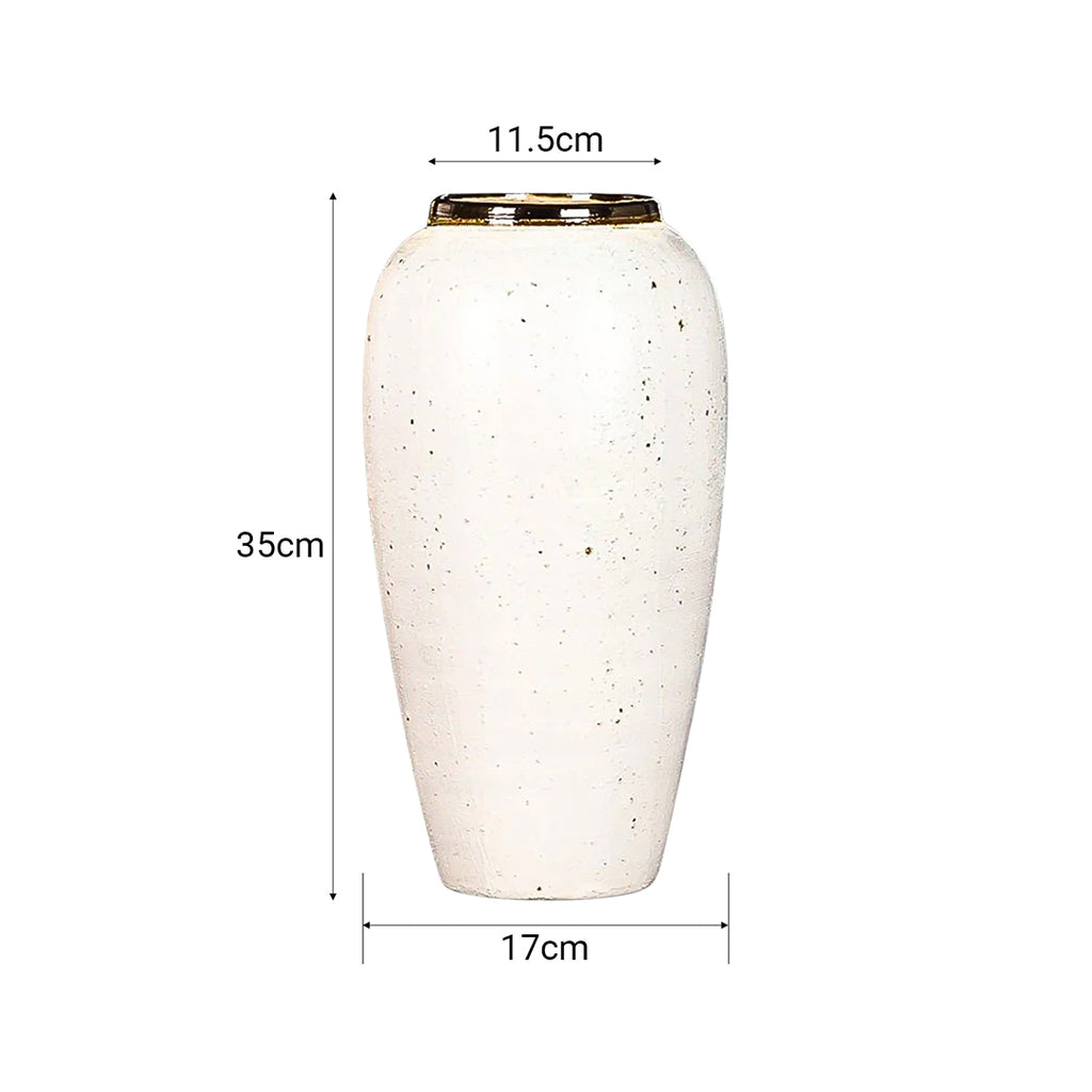 SOGA 35x17cm Plain White Large Ceramic Flower Vase Elegant Living Room Home Decor