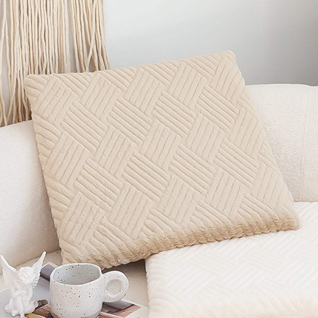 SOGA 45cm Beige Chevron Square Cushion Soft Leaning Plush Backrest Throw Seat Pillow