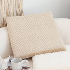 SOGA 45cm Beige Chevron Square Cushion Soft Leaning Plush Backrest Throw Seat Pillow