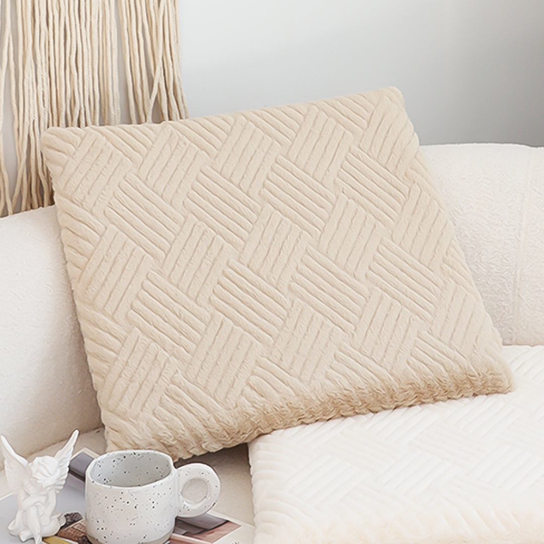 SOGA 45cm Beige Chevron Square Cushion Soft Leaning Plush Backrest Throw Seat Pillow